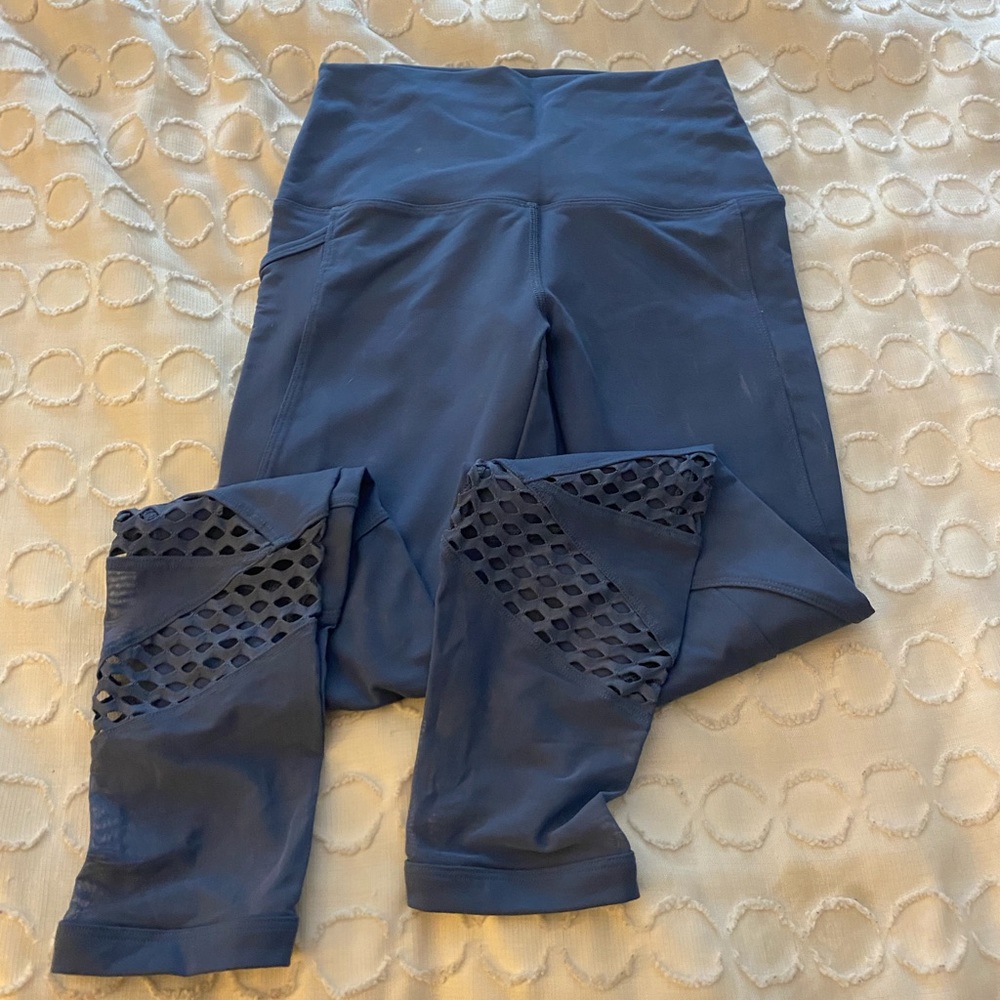 PINK blue ankle mesh leggings